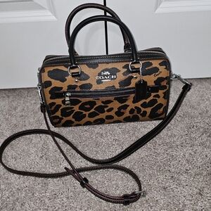 Coach Rowan Satchel Bag In Signature Canvas With Leopard Print New w/o Tag